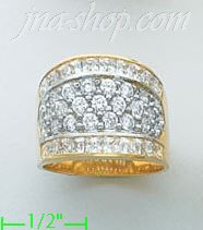 14K Gold High Polished Ladies' CZ Ring - Click Image to Close