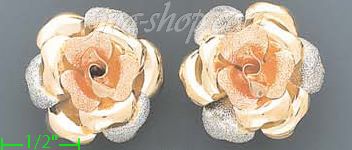 14K Gold Fancy Roses Sets Earrings - Click Image to Close