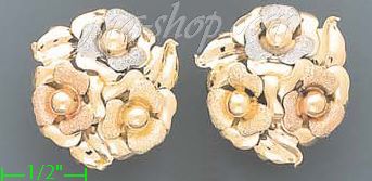 14K Gold Fancy Roses Sets Earrings - Click Image to Close