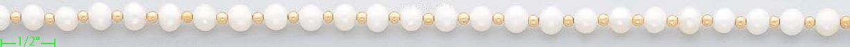 14K Gold Fancy Pearl Sets Necklace 16" - Click Image to Close