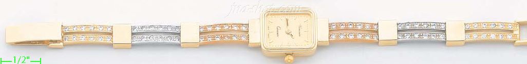 14K Gold Italian Fancy CZ Watch - Click Image to Close