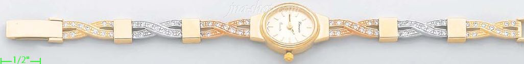 14K Gold Italian Fancy CZ Watch - Click Image to Close