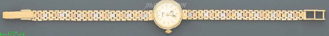 14K Gold Italian 3Color Watch - Click Image to Close