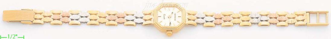 14K Gold Italian 3Color Watch - Click Image to Close