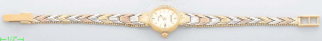 14K Gold Italian 3Color Watch - Click Image to Close