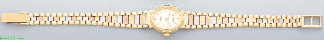 14K Gold Italian 3Color Watch - Click Image to Close