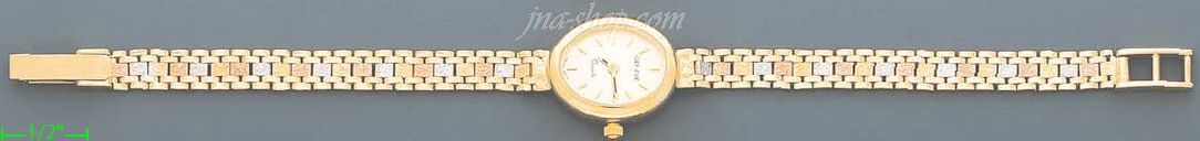 14K Gold Italian 3Color Watch - Click Image to Close