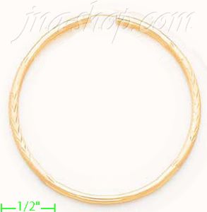 14K Gold Dia-Cut Hoop Earrings