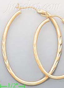 14K Gold Dia-Cut Hoop Earrings