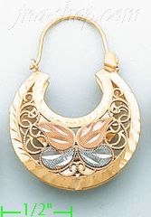 14K Gold Filigree Dia-Cut Earrings