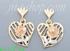 14K Gold 3Color Dia-Cut Earrings