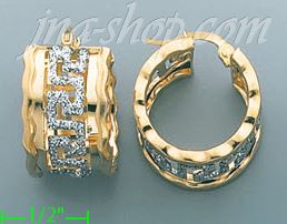 14K Gold Italian Fancy Hoop Earrings