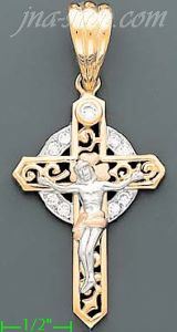 14K Gold Crucifix CZ Cross Charm Pendant