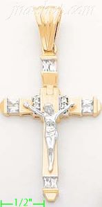 14K Gold CZ Cross Charm Pendant