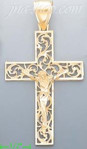 14K Gold Cross Dia-Cut Charm Pendant