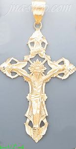 14K Gold Cross Dia-Cut Charm Pendant