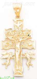 14K Gold Cross Dia-Cut Charm Pendant