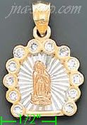 14K Gold Virgin of Guadalupe Stamp Charm Pendant