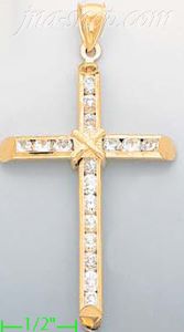 14K Gold CZ Cross Charm Pendant