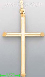 14K Gold Tubular Cross Charm Pendant