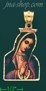 14K Gold Virgin of Guadalupe Picture Charm Pendant