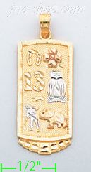 14K Gold Good Luck Symbols Lucky Charm Pendant