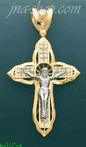 14K Gold Cross Crucifix Religious Charm Pendant