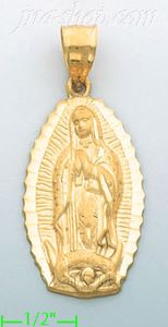 14K Gold Virgin of Guadalupe Religious Charm Pendant