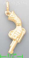 14K Gold Pistol Revolver Italian Charm Pendant