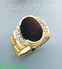 14K Gold Men's Tigereye CZ Ring