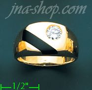 14K Gold Men's Onyx CZ Ring