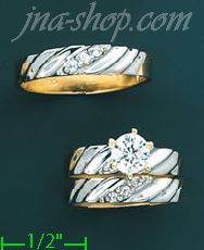 14K Gold CZ Wedding Set Rings