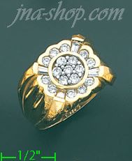 14K Gold High Polished Men's CZ Ring