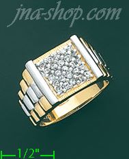 14K Gold High Polished Men's CZ Ring