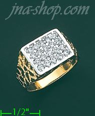 14K Gold High Polished Men's CZ Ring